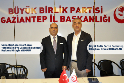 Gaziantep Suruçlular Sosyal Yardımlaşma ve Dayanışma Derneği’nden Büyük Birlik Partisi Gaziantep İl Başkanı Kızılaslan ve yönetimine hayırlı olsun ziyareti