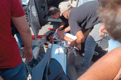 Eğitim aracına çarpan motosiklet sürücüsü ağır yaralandı