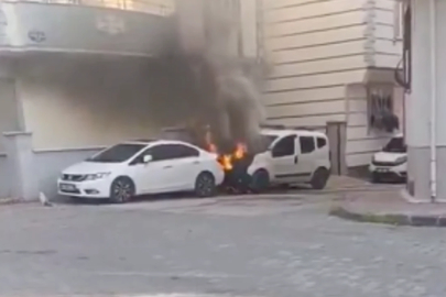 Gaziantep’te park halindeki araçta yangın!