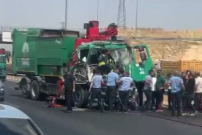 Gaziantep'te Tıra Arkadan Çarpan Çöp Kamyonunun Sürücüsü Ağır Yaralandı