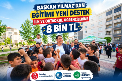 BAŞKAN YILMAZ’DAN EĞİTİME YENİ DESTEK  İLK VE ORTAOKUL ÖĞRENCİLERİNE 8 BİN TL